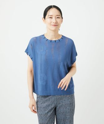 ［洗える］アイレットフラワーニットベスト