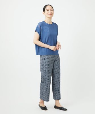 ［洗える］アイレットフラワーニットベスト