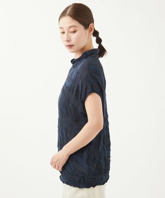 ［洗える］ウェーブプレーティング刺繍ニット