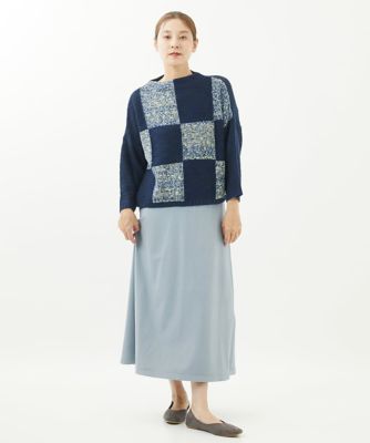 ［洗える・日本製］インターシャブロックチェックニット