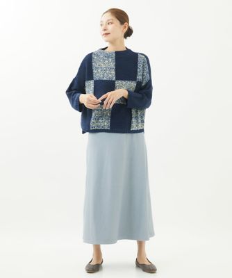 ［洗える・日本製］インターシャブロックチェックニット