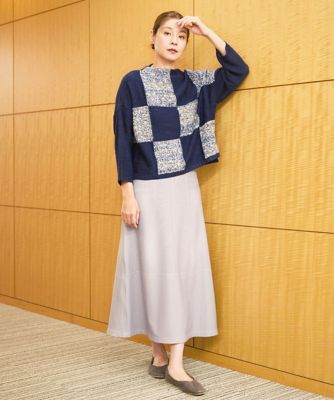 ［洗える・日本製］インターシャブロックチェックニット
