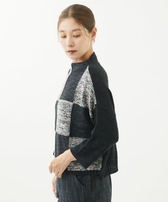 ［洗える・日本製］インターシャブロックチェックニット