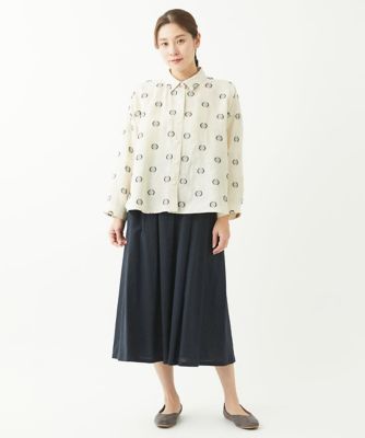 ［洗える］綿麻シュリンクスカート