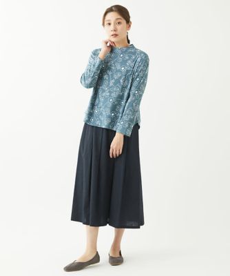 ［洗える］綿麻シュリンクスカート