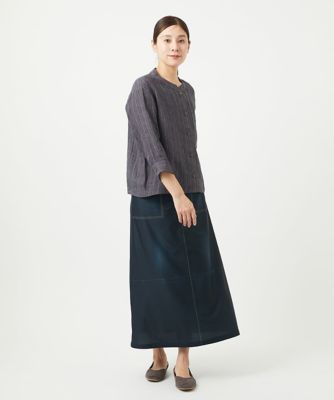 ［洗える・リバーシブル］デニムペイズリープリントスカート