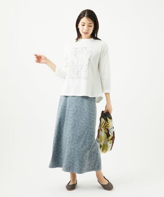 ［洗える・リバーシブル］デニムペイズリープリントスカート