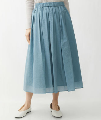 【SALE】［日本製］クレイペーパーナイロンギャザースカート ライトブルー52 ロングスカート