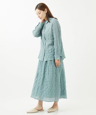 ［洗える］シャーリングストライプスカート