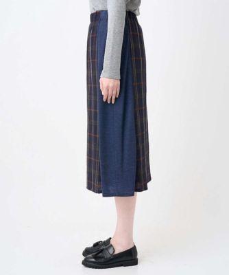 美品 ジャンニロジュディチェ フロッキー刺繍スカート チェック柄 セール】 [日本製]ペーパークロスナイロンスカート （ロング