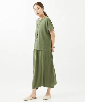 ［洗える］綿強撚天竺イレギュラーヘムスカート