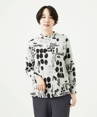 ＜GIANNI LO GIUDICE (Women)＞［洗える・日本製］幾何柄両面選針カットソー