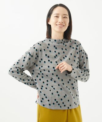 ［洗える・日本製］フロッキードットプリントカットソー