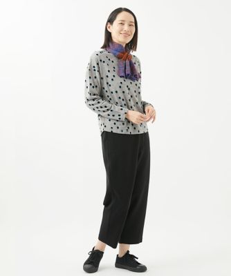 ［洗える・日本製］フロッキードットプリントカットソー