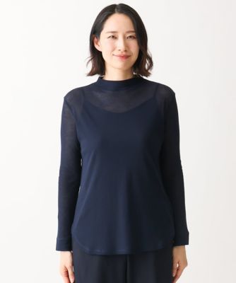 ジャンニ・ロ・ジュディチェ（GIANNI LO GIUDICE）/[日本製]シアーストレッチフライスモックネックカットソー 洗える・日本製］シアーストレッチフライスモックネックカットソー