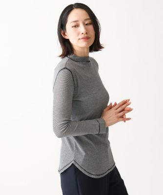 [洗える・日本製]シアーストレッチフライスモックネックカットソー 洗える・日本製］シアーストレッチフライスモックネック