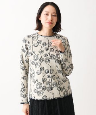 GIANNI LO GIUDICE (Women)/ジャンニロジュディチェ [洗える・日本製・リバーシブル]ラインフラワージャガードカットソー
