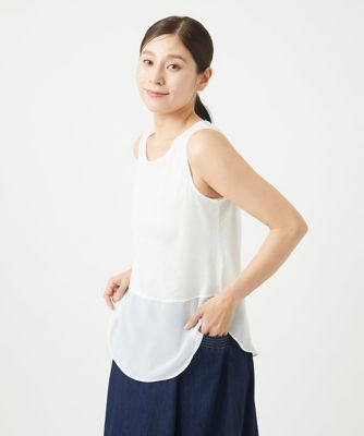 ［洗える・日本製］リヨセルコットンスパイラル天竺タンクトップ