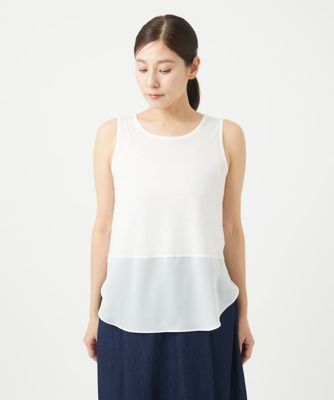 ［洗える・日本製］リヨセルコットンスパイラル天竺タンクトップ
