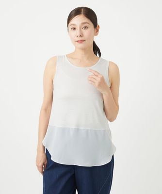 ［洗える・日本製］リヨセルコットンスパイラル天竺タンクトップ