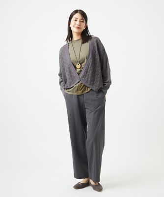 ［洗える］コットン天竺シャーリングフラワーカットソー