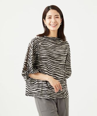 ［洗える・日本製］ラミー天竺ゼブラプリントカットソー