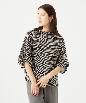 ［洗える・日本製］ラミー天竺ゼブラプリントカットソー