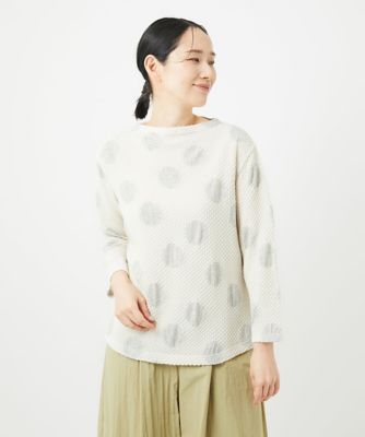 ＜GIANNI LO GIUDICE (Women)＞［洗える・日本製］強撚コットンドットジャカードカットソー