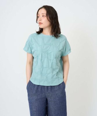 ＜GIANNI LO GIUDICE (Women)＞［洗える・日本製］麻混シャーリングフレンチスリーブカットソー