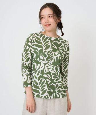 ＜GIANNI LO GIUDICE (Women)＞［洗える・日本製］ボタニカルフワラープリントカットソー