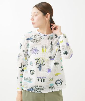 ＜GIANNI LO GIUDICE (Women)＞［洗える・日本製］リップル天竺長袖プリントカットソー