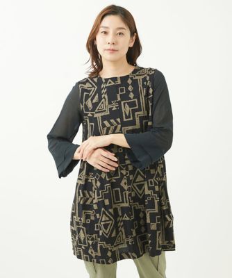 ＜GIANNI LO GIUDICE (Women)＞［洗える・日本製］天竺アフリカンプリントカットソー
