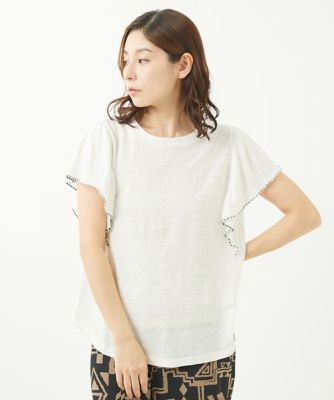 ＜GIANNI LO GIUDICE (Women)＞［洗える］リネン天竺ラッフルスリーブカットソー