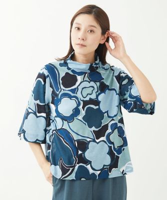 ［洗える・日本製］ラミー天竺ビックフラワーカットソー