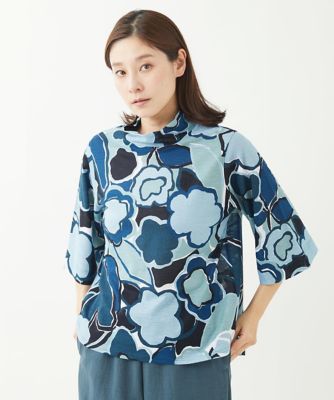 ［洗える・日本製］ラミー天竺ビックフラワーカットソー