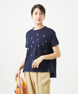 ［洗える］コットン天竺しずくプリントカットソープルオーバー