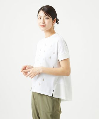 ［洗える］コットン天竺しずくプリントカットソープルオーバー