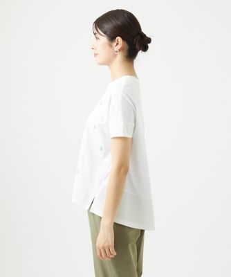 ［洗える］コットン天竺しずくプリントカットソープルオーバー