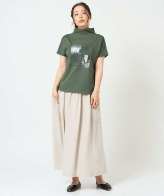 kolor 度詰め天竺グラフィックプリント Tシャツ グリーン 洗える］天竺フォトプリントTシャツ | GIANNI LO GIUDICE (Women