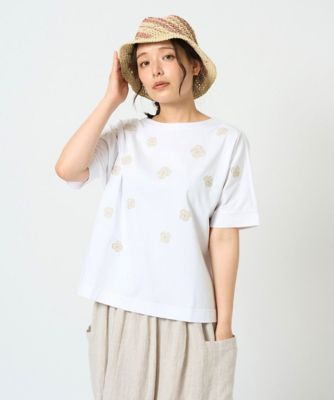洗える］天竺フラワー刺繍カットソー | GIANNI LO GIUDICE (Women