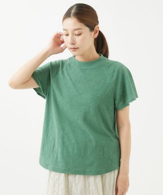 ［洗える・日本製］フラワージャガードカットソー