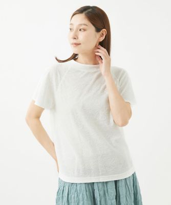 ［洗える・日本製］フラワージャガードカットソー