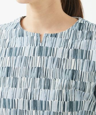［洗える・日本製］ストライププリントチュニックカットソー