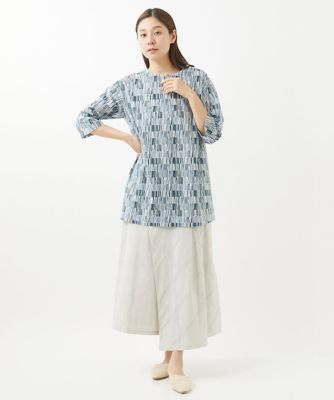 ［洗える・日本製］ストライププリントチュニックカットソー