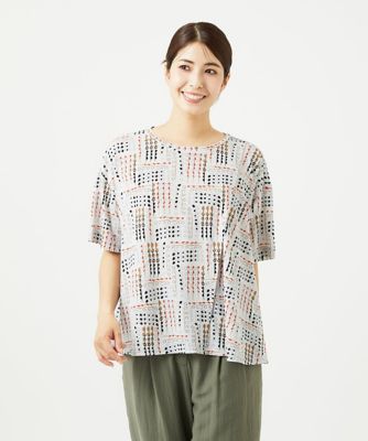 【SALE】GIANNI LO GIUDICE (Women)/ジャンニロジュディチェ [接触冷感・洗える]ラインドットプリントカットソー オレンジ15 トップス【三越伊勢丹/公式】