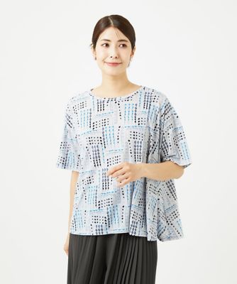 【SALE】GIANNI LO GIUDICE (Women)/ジャンニロジュディチェ [接触冷感・洗える]ラインドットプリントカットソー ブルー55 トップス【三越伊勢丹/公式】