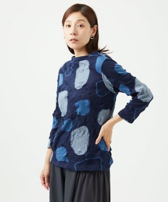 タグ付未使用＊ジャンニロジュディチェ リネンロールネックブラウス 40 総柄 洗える・日本製］キャッチワッシャーカットソー | GIANNI LO