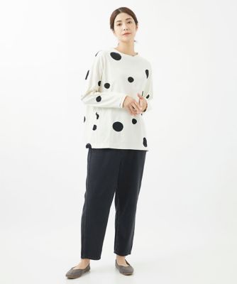 ［洗える・日本製］ドット柄ジャガードカットソー