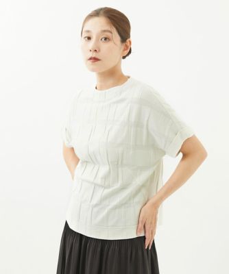 ［洗える・日本製］切替リンクスジャガードカットソー