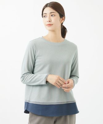 ［洗える・日本製］ハニカムジャガードカットソー